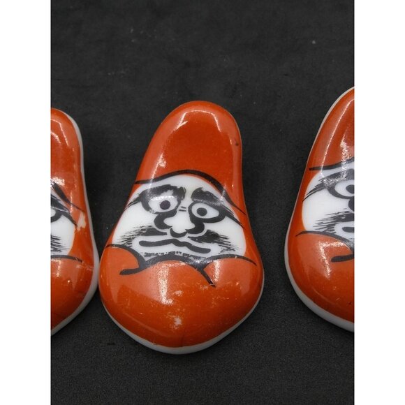 Vtg. Set of 4 Red Daruma Made In Japan 2" Ceramic Chopstick Holders - Picture 11 of 12